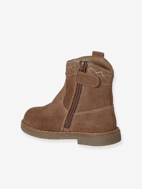 Baby first walker leather ankle boots brown 
