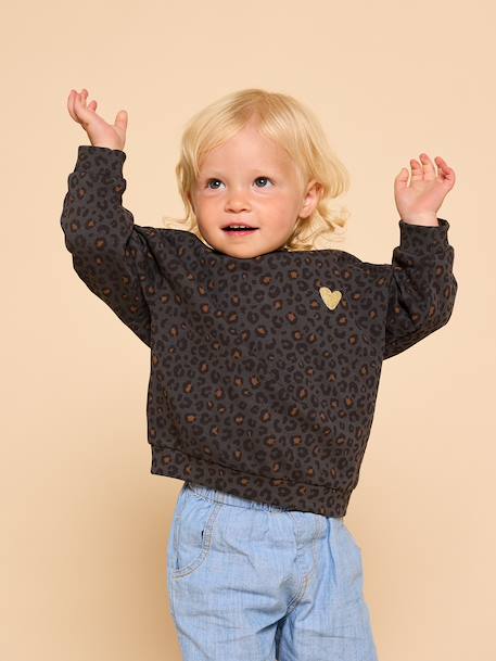 Leopard Sweatshirt for Baby & Mum, Capsule Collection by ENVIE DE FRAISE beige+dark grey 