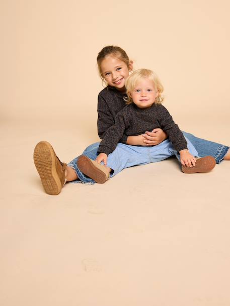 Leopard Sweatshirt for Girls, Mother/Daughter Capsule Capsule, ENVIE DE FRAISE beige+dark grey 