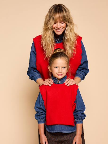 Sleeveless jumper for girls red 