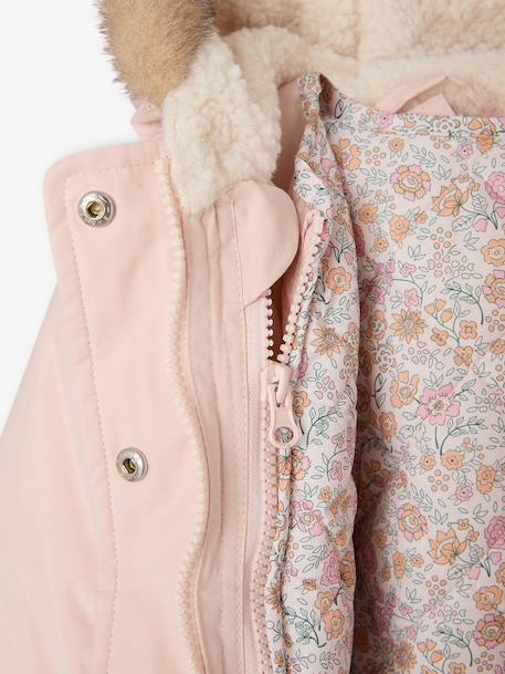 Parka + lightweight jacket 3-in-1 for babies olive+rosy 