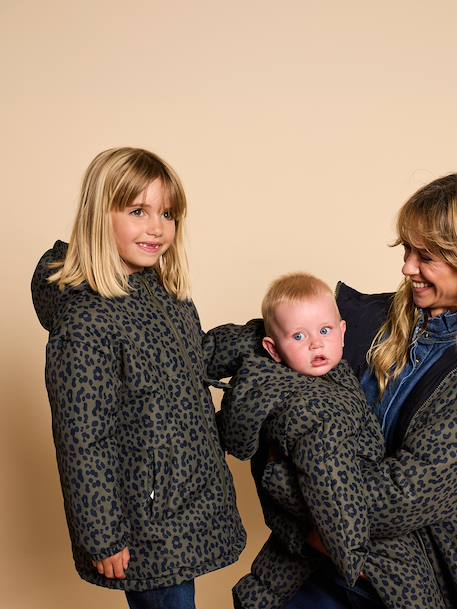 Reversible parka for kids khaki 