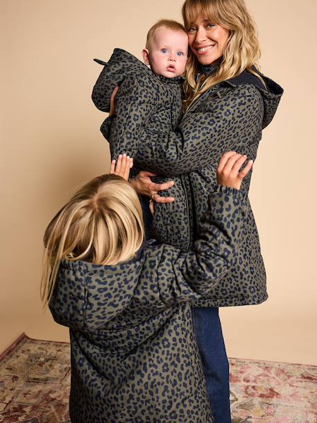 Reversible parka for kids khaki 