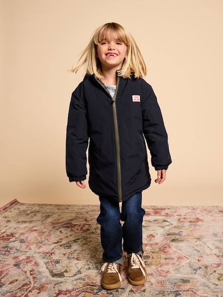 Reversible parka for kids khaki 