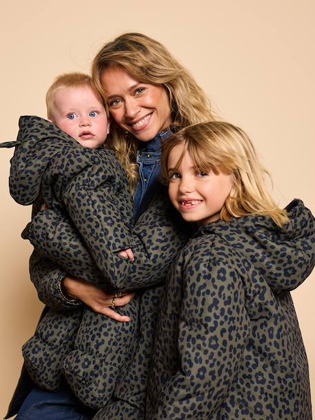 Reversible parka for kids khaki 