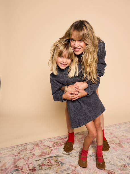 Printed dress for girls denim grey 