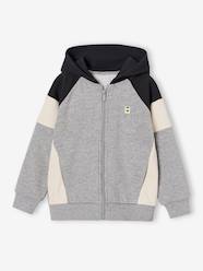 Boys-Zipped hooded sweatshirt for boys with colour block design