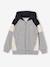 Zipped hooded sweatshirt for boys with colour block design bordeaux red+green+marl grey+medium blue+ochre 