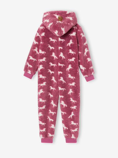 Unicorn pyjama all-in-one for girls mauve 