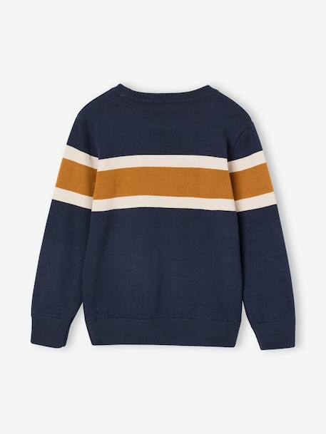 Striped crew neck jumper for boys navy blue 
