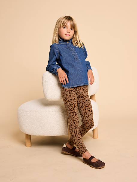 Girls' zebra print leggings from the ENVIE DE FRAISE mother-daughter capsule collection beige+chocolate 