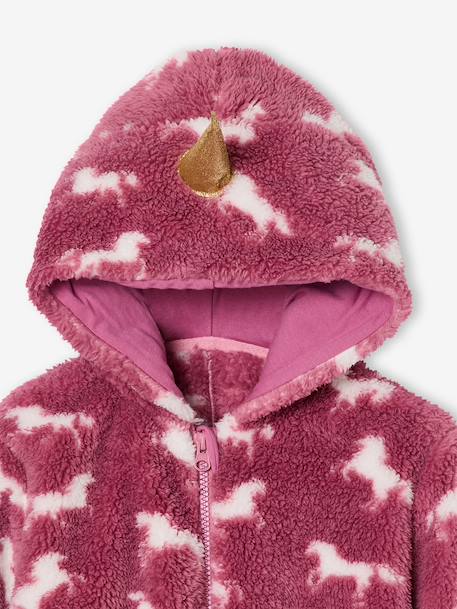Unicorn pyjama all-in-one for girls mauve 