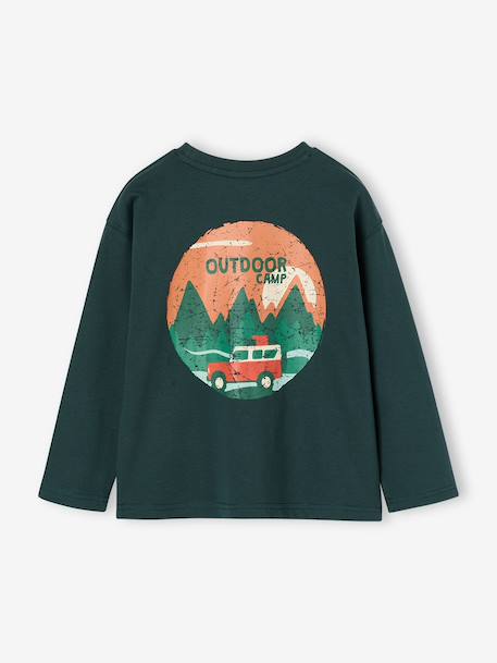 Long-sleeved T-shirt for boys fir green+ocean blue+ochre 