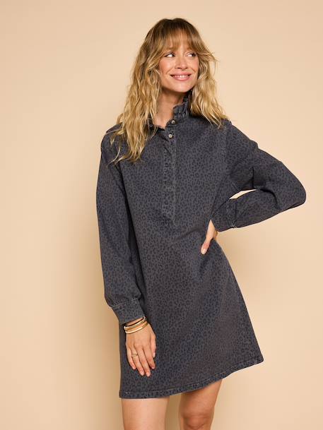 Short maternity dress denim grey 