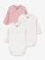 Pack of 3 wrapover long-sleeved baby bodysuits by PETIT BATEAU rose 