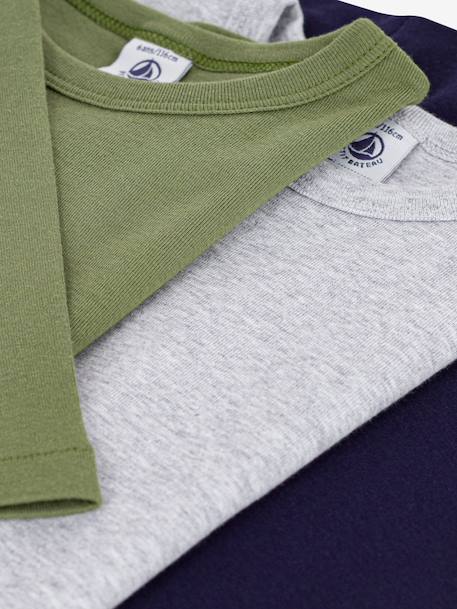 Pack of 3 long-sleeved T-shirts by PETIT BATEAU multicoloured 