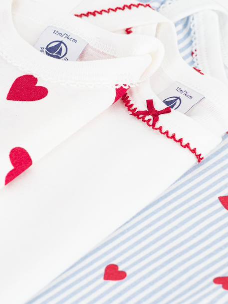 Pack of 3 long-sleeved bodysuits by PETIT BATEAU white 