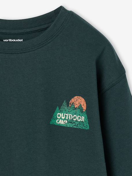 Long-sleeved T-shirt for boys fir green+ocean blue+ochre 