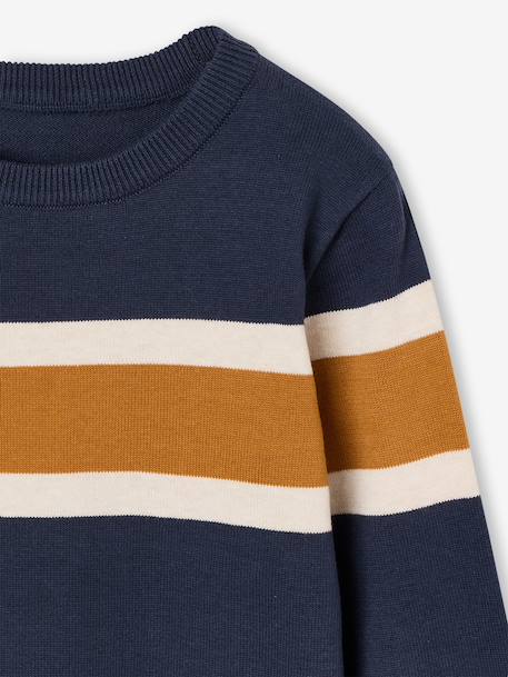 Striped crew neck jumper for boys navy blue 