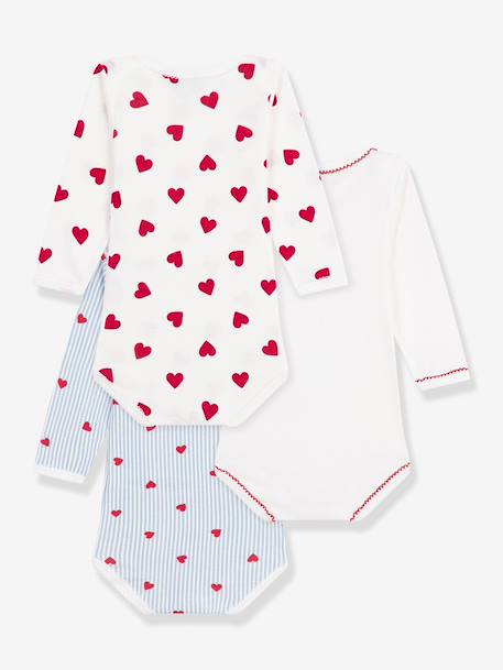 Pack of 3 long-sleeved bodysuits by PETIT BATEAU white 