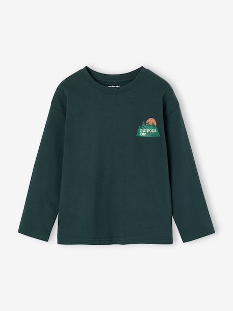 Long-sleeved T-shirt for boys fir green+ocean blue+ochre 