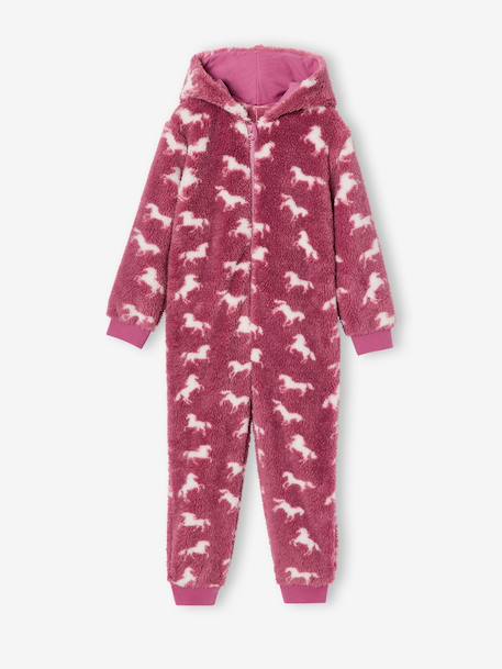 Unicorn pyjama all-in-one for girls mauve 