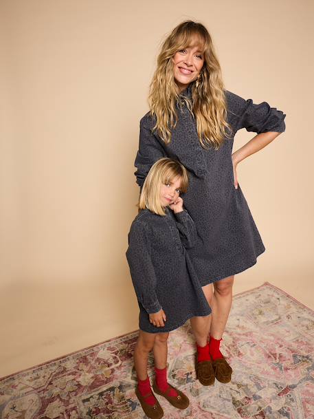 Short maternity dress denim grey 