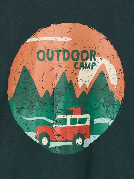 Long-sleeved T-shirt for boys fir green+ocean blue+ochre 