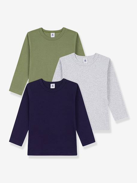 Pack of 3 long-sleeved T-shirts by PETIT BATEAU multicoloured 