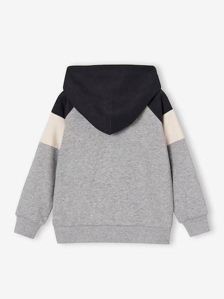 Zipped hooded sweatshirt for boys with colour block design bordeaux red+green+marl grey+medium blue+ochre 