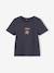 Cropped short-sleeved T-shirt for girls black+ink blue 