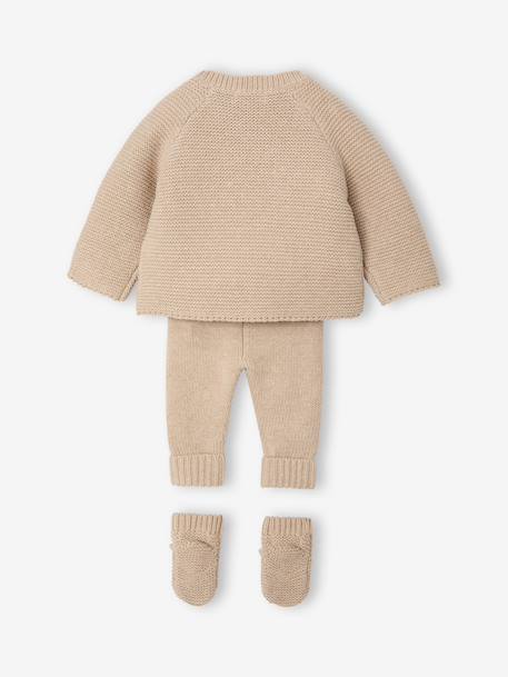 3-piece knitwear set for newborn marl beige 