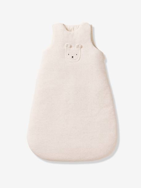 Velour baby sleep bag with removable sleeves marl beige 
