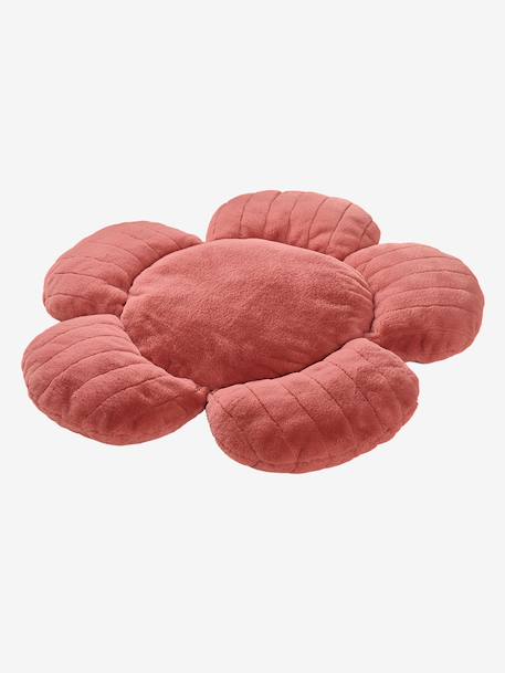 XL faux fur flower floor cushion rosy 