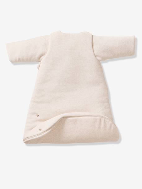 Velour baby sleep bag with removable sleeves marl beige 