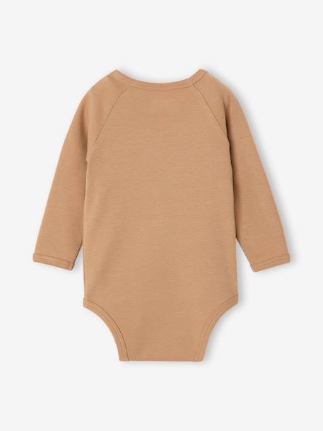 Pack of 2 long-sleeved newborn bodysuits cappuccino+pale pink+sage green 