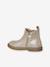 Leather zip-up ankle boots for kids brown+golden yellow 