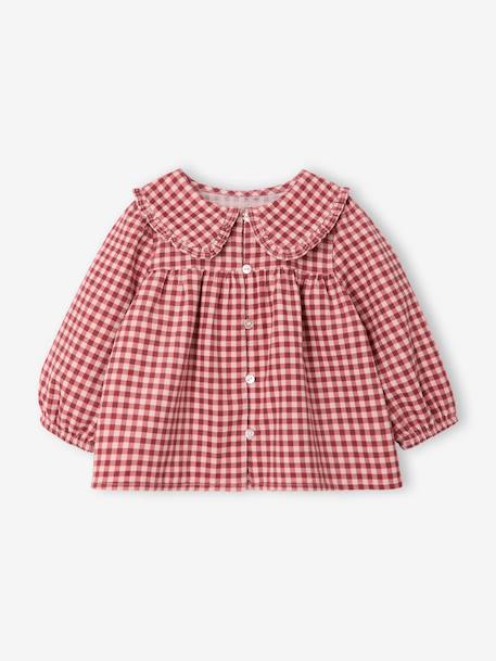 Printed velvet baby blouse rose+vanilla 