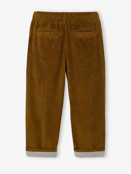 Wide-leg corduroy trousers for boys cappuccino+lichen 