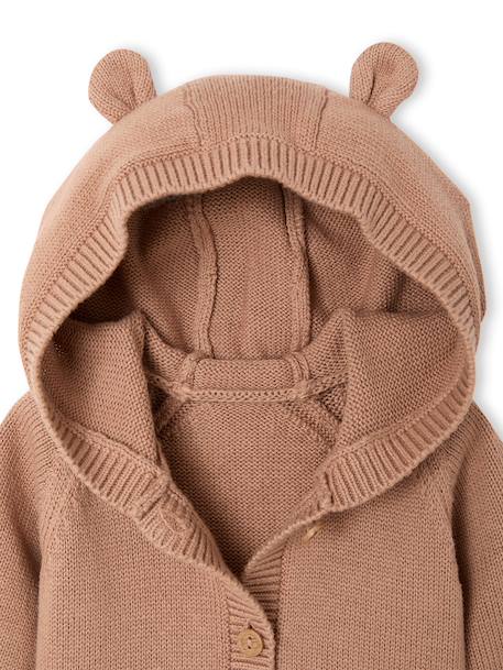 Long-sleeved hooded playsuit for baby boys beige 