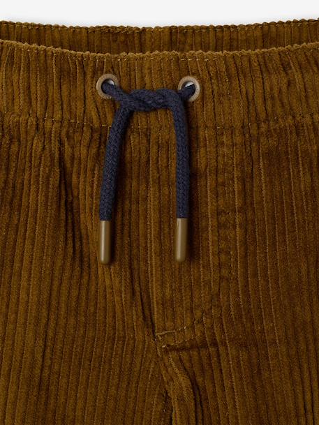 Wide-leg corduroy trousers for boys cappuccino+lichen 
