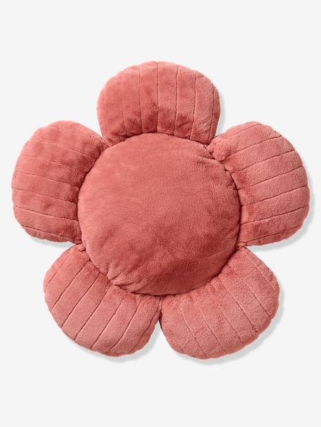 XL faux fur flower floor cushion rosy 