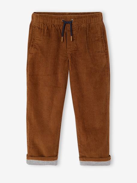 Wide-leg corduroy trousers for boys cappuccino+lichen 