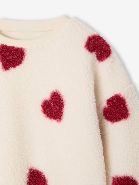 Sherpa sweatshirt with long sleeves for girls camel+ecru 