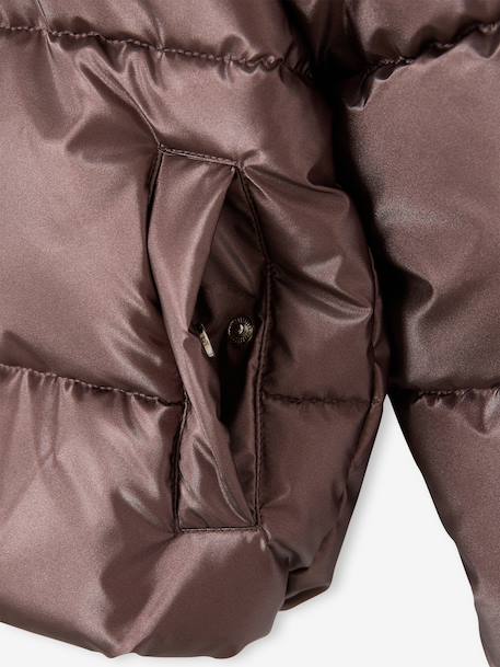 Padded Jacket with Hood & Polar Fleece Lining for Girls anthracite+gold+mauve+rosy 
