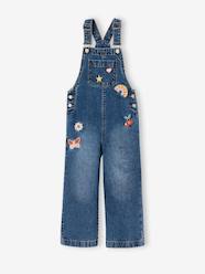 Girls-Wide-Leg Denim Dungarees for Girls