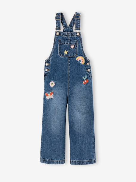 Wide-Leg Denim Dungarees for Girls black denim+denim grey+medium blue+stone 