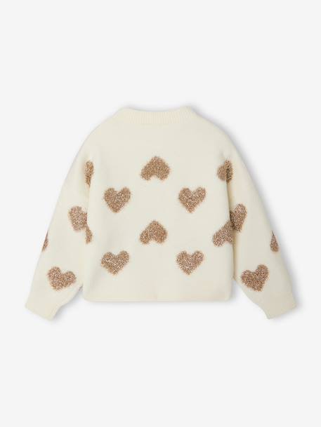 Buttoned cardigan with long sleeves for girls ecru 