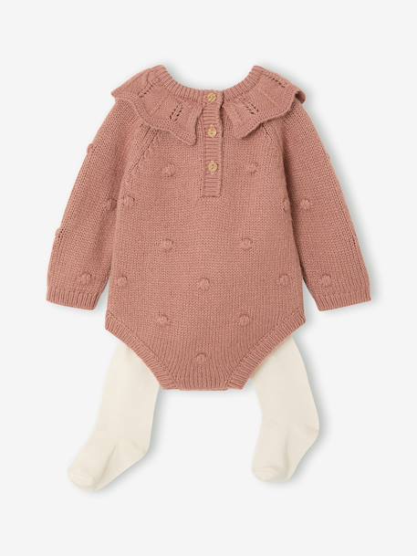 Newborn jumpsuit and tights set blush 