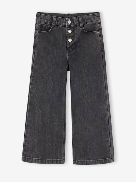 Wide-leg jeans for girls black denim 